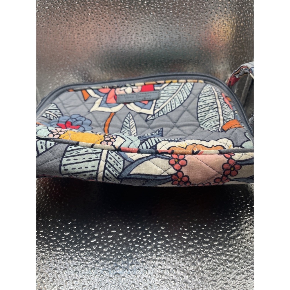 Vera Bradley Crossbody Gray Tropical Floral Pattern Small Shoulder Purse 9x7" - Picture 8 of 8
